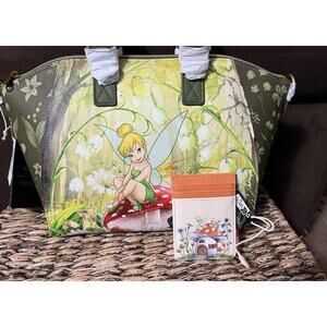 Loungefly Peter Pan Tinker Bell Mushroom Floral Crossbody Satchel Bag Card